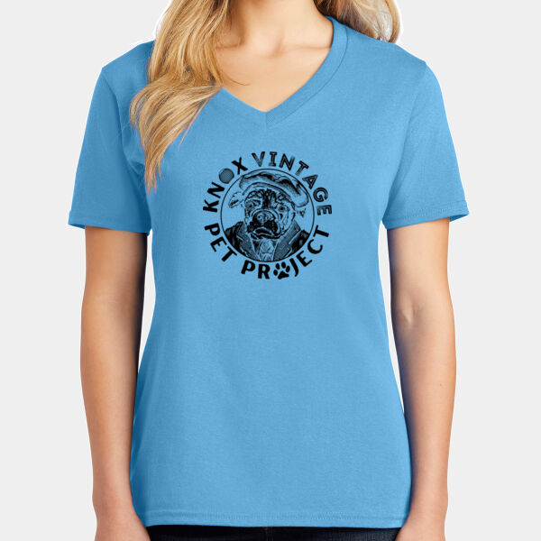 KVPP Black Print - Ladies Core Cotton V-Neck Tee Thumbnail