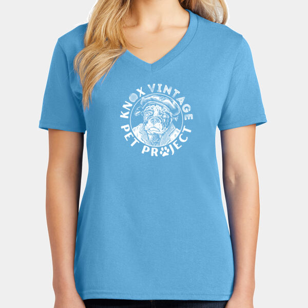 KVPP White Print - Ladies Core Cotton V-Neck Tee Thumbnail