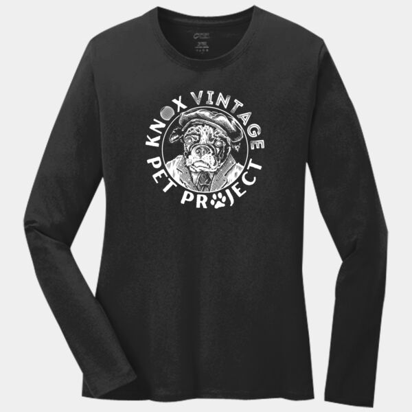 KVPP White Print - Ladies Long Sleeve Core Cotton Tee Thumbnail
