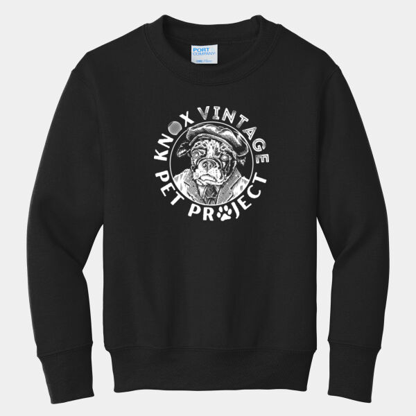 KVPP White Print - Youth Core Fleece Crewneck Sweatshirt Thumbnail