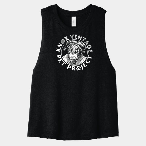 KVPP White Print - Women's Racerback Cropped Tank Thumbnail