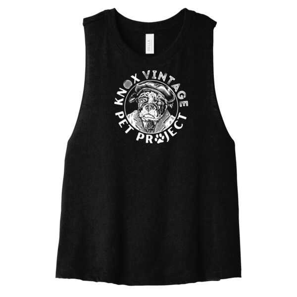 KVPP White Print - Women's Racerback Cropped Tank Thumbnail