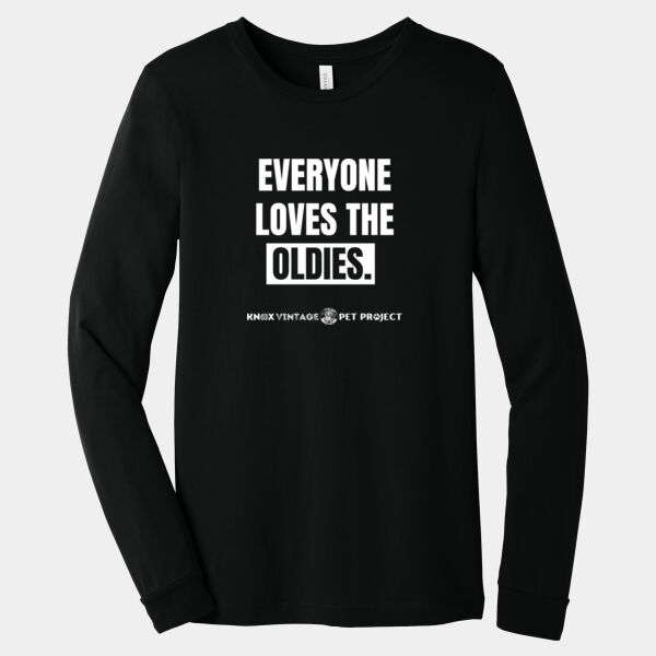 Everyone Loves the Oldies White Print - Unisex Jersey Long Sleeve Tee Thumbnail
