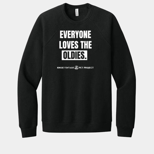 Everyone Loves the Oldies White Print - Unisex Sponge Fleece Raglan Sweatshirt Thumbnail