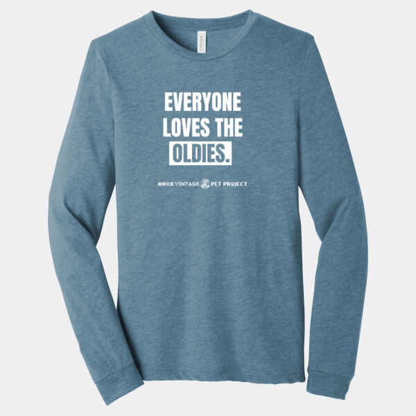 Everyone Loves the Oldies White Print - Unisex Triblend Long Sleeve Tee Thumbnail