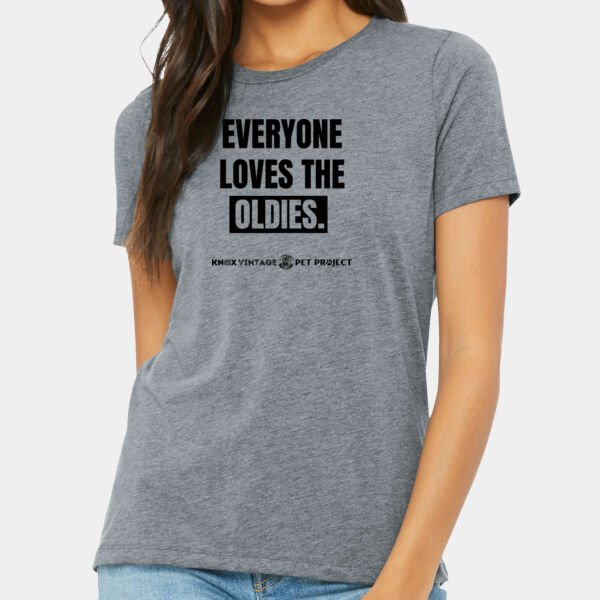 Everyone Loves the Oldies Black Print - Women's Relaxed Triblend Tee Thumbnail
