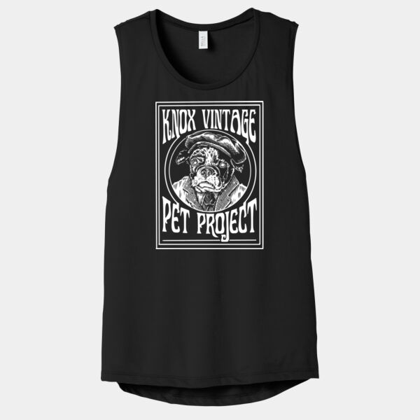 Legacy White Print - Women's Flowy Scoop Muscle Tank Thumbnail