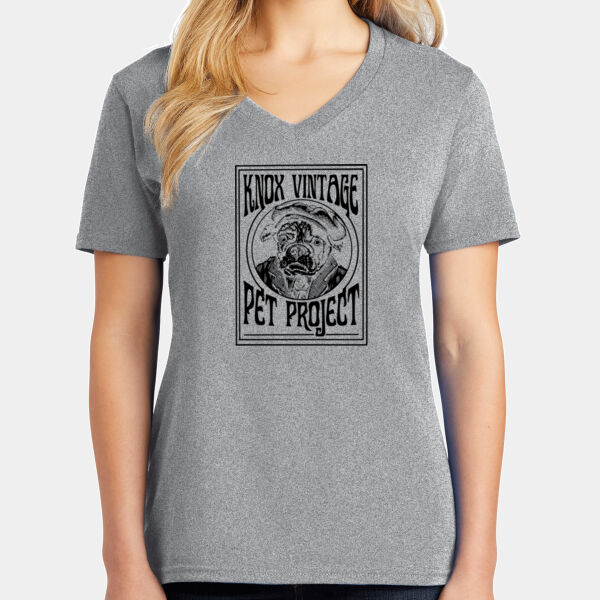 Legacy Black Print - Ladies Core Cotton V-Neck Tee Thumbnail