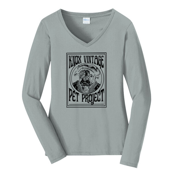 Legacy Black Print - Ladies Long Sleeve Fan Favorite V Neck Tee Thumbnail