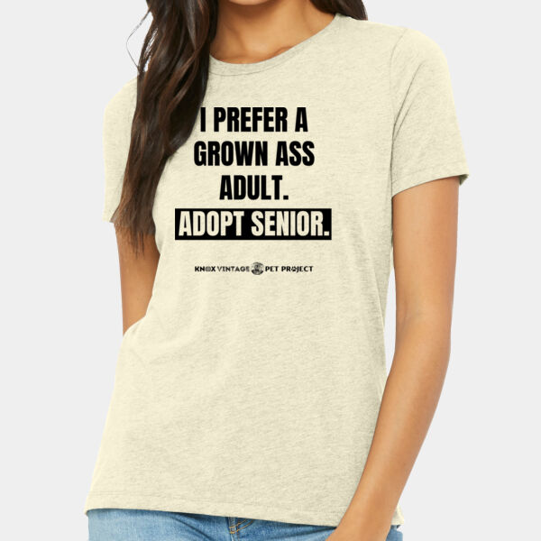 Grown Ass Adult Black Print - Women's Relaxed Triblend Tee Thumbnail