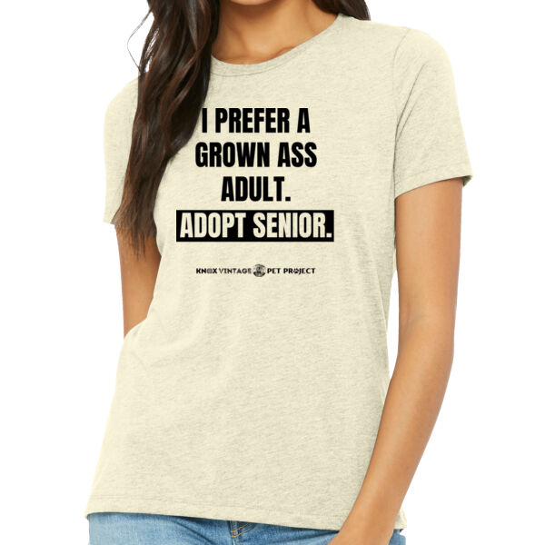 Grown Ass Adult Black Print - Women's Relaxed Triblend Tee Thumbnail